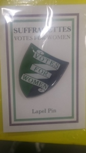 Votes for Women pin badge available in the PHM shop