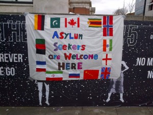 Refugee Action Banner- Aslyum Seekers Are Welcome Here